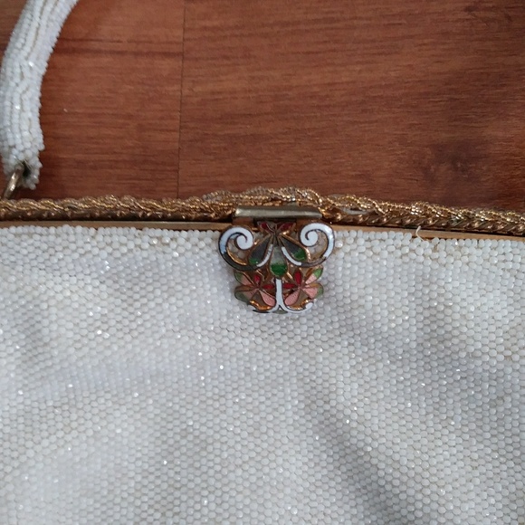 Antique Micro Beaded and Filigree/Enamel bag - Picture 4 of 8